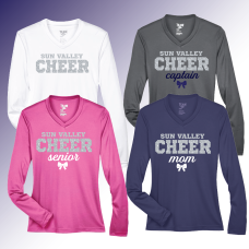 SV Cheer Ladies Long Sleeve Tech Tee-Custom SV Cheer Ladies Long Sleeve Tech Tee-Custom